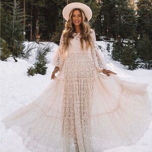 Joyfolie—Mia Joy—Ember Dress in Ivory Lace